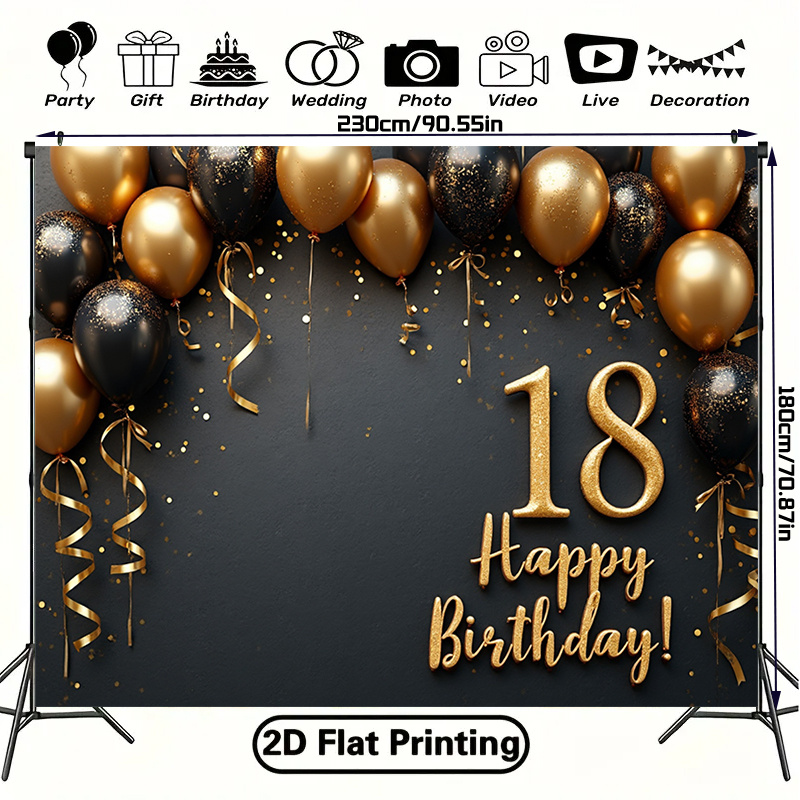 แบนเนอร์พื้นหลังลูกโป่งสีดำและ - Party Banner Gold บทวิจารณ์และราคา